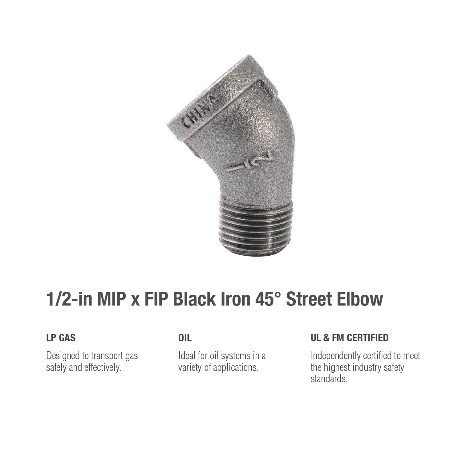 slide 5 of 6, RELIABILT 1/2-in 45 Black Iron Street Elbow Fitting, 1 ct