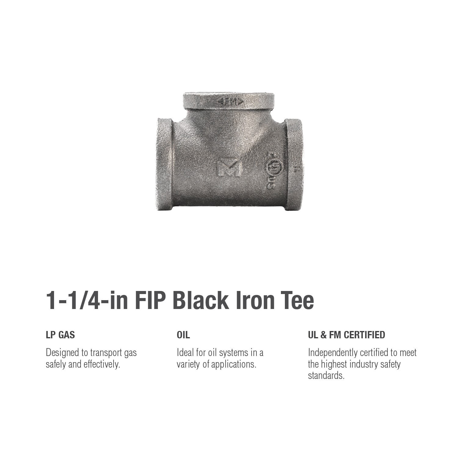 slide 5 of 6, RELIABILT 1-1/4-in Black Tee, 1 ct