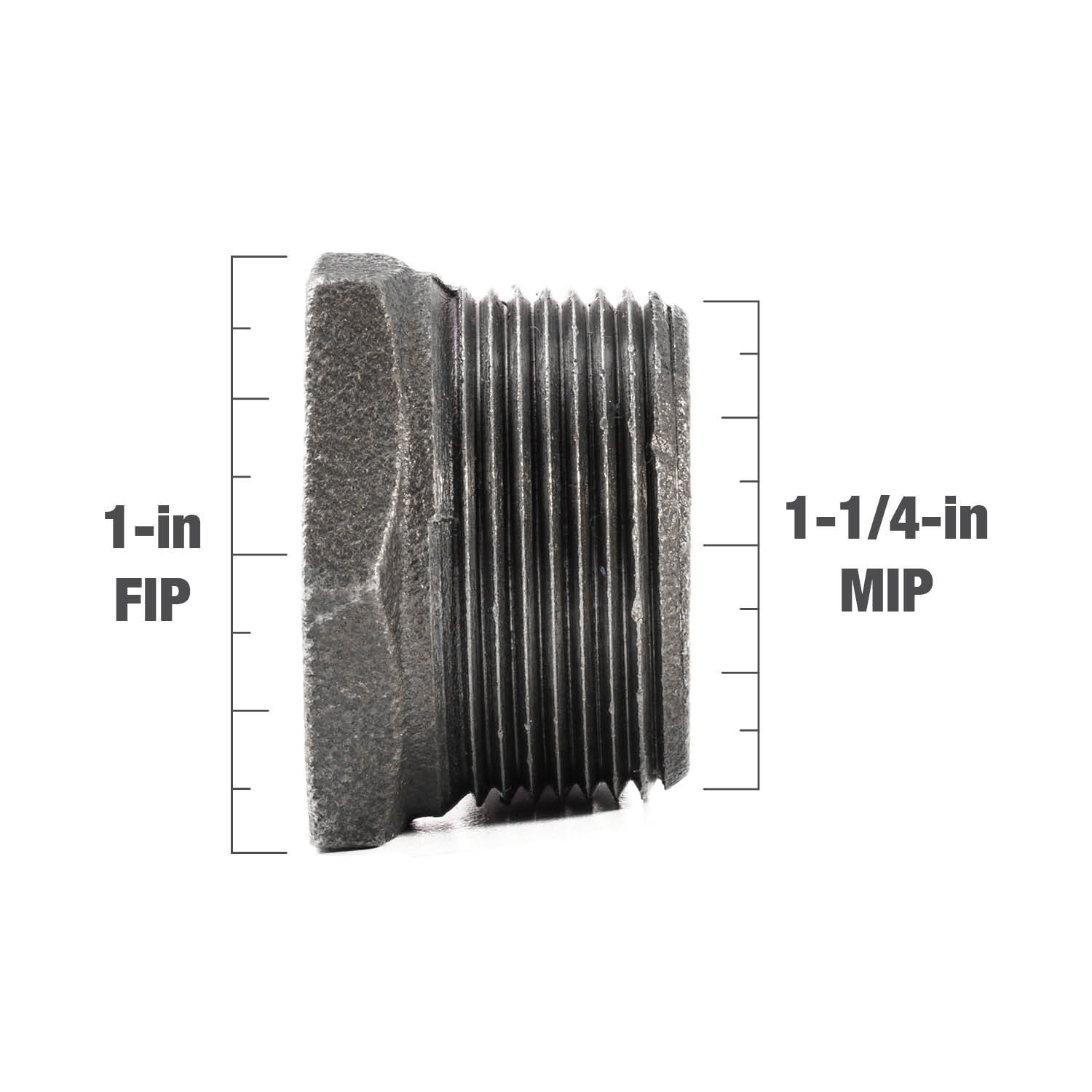 slide 4 of 6, RELIABILT 1-1/4-in x 1-in Black Hex Bushing, 1 ct