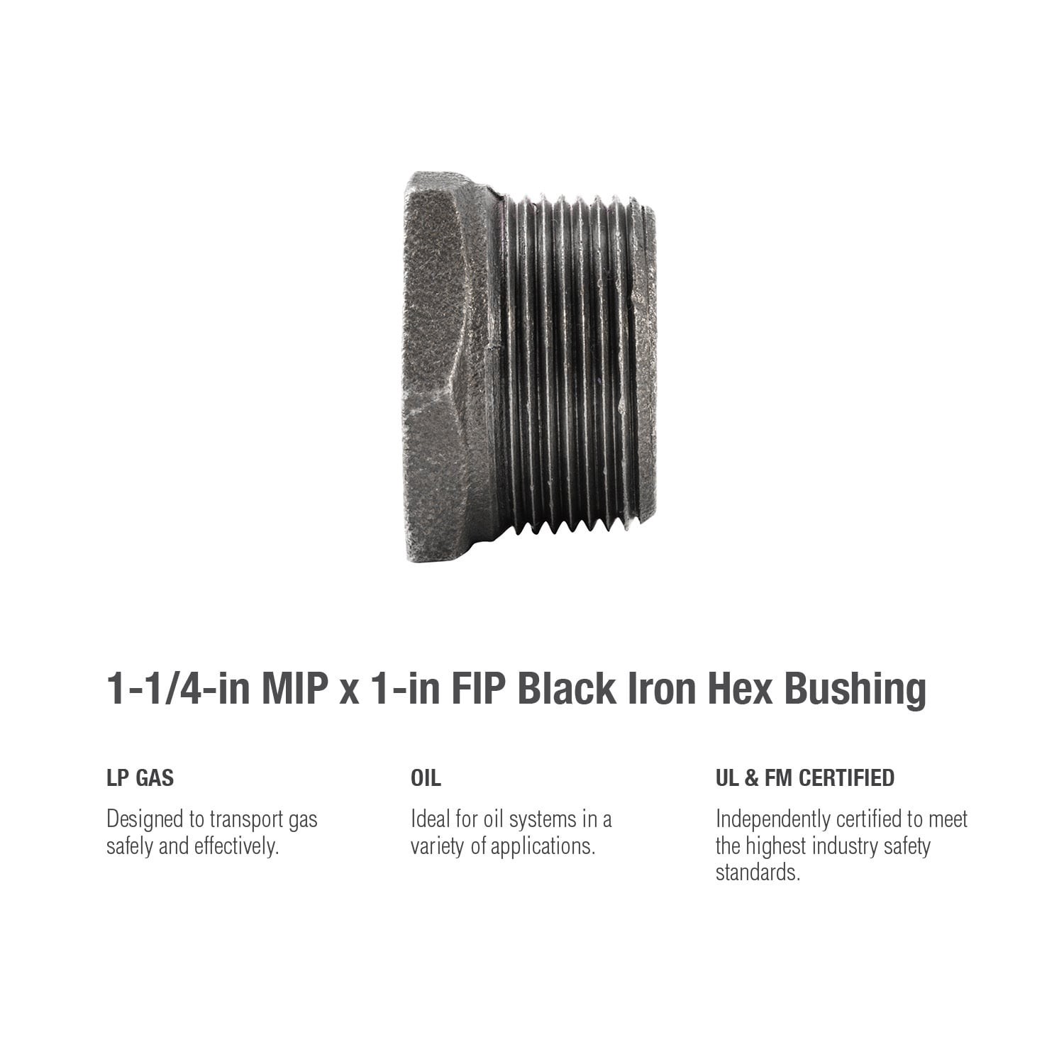 slide 5 of 6, RELIABILT 1-1/4-in x 1-in Black Hex Bushing, 1 ct