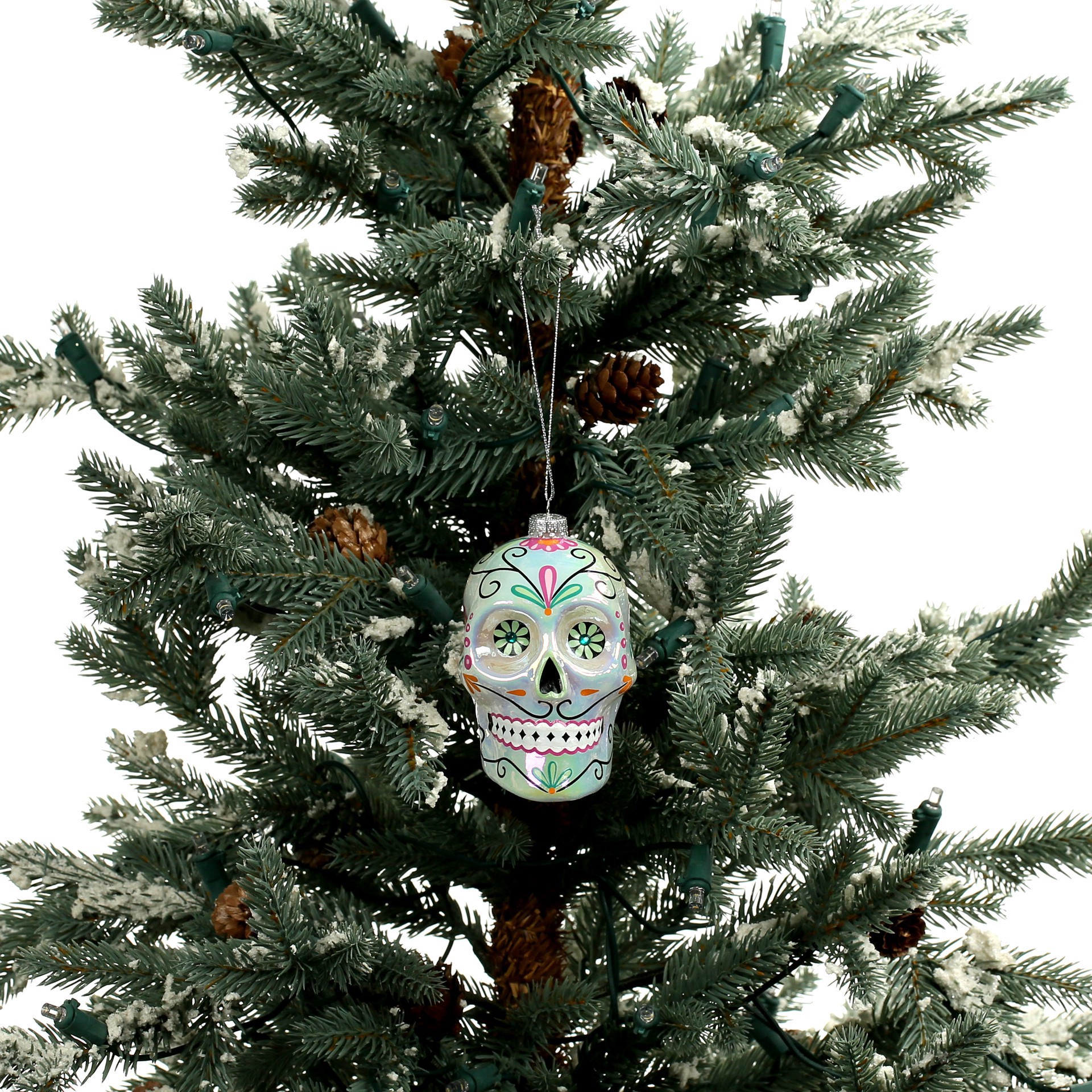 slide 2 of 4, 3.5" White Glass Skull Ornament By Ashland, 3.5 in