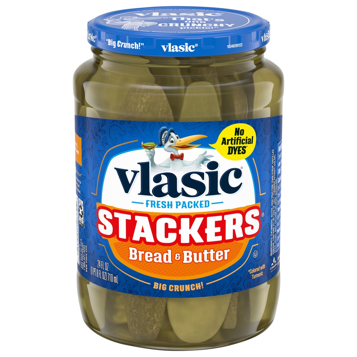 slide 1 of 1, Vlasic Stackers Bread and Butter Pickles, 24 FL OZ Jar, 