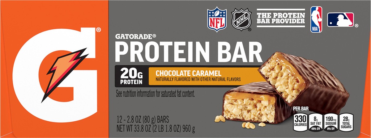 slide 5 of 6, Gatorade Protein Bar Chocolate Caramel 2.8 Oz 12 Count, 12 ct