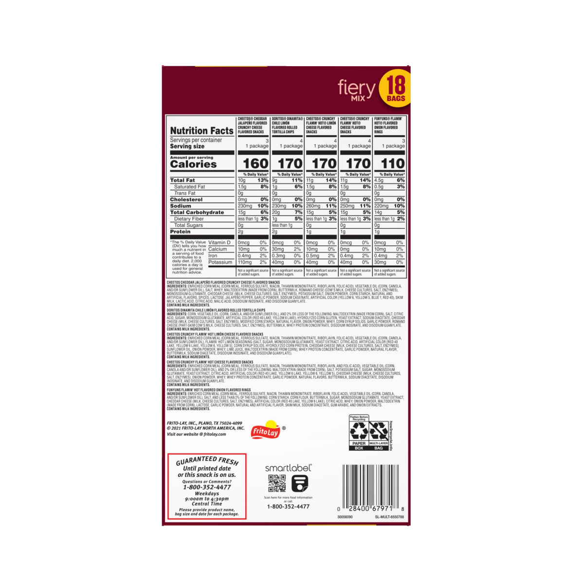 slide 8 of 13, Frito-Lay Snacks Fiery Mix Variety Packs 17 3/8 Oz, 18 Count, 18 ct