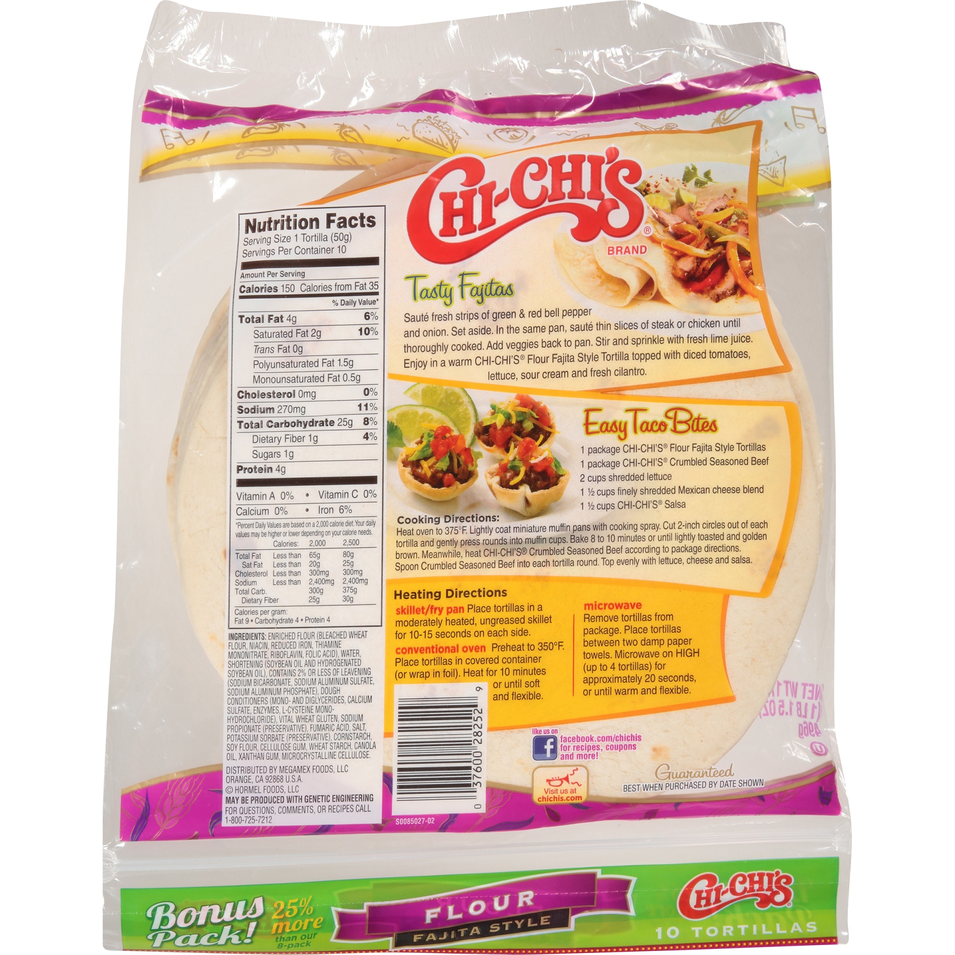 slide 5 of 6, CHI-CHI'S 10 Count Fajita Style Tortilla, 17.5 oz