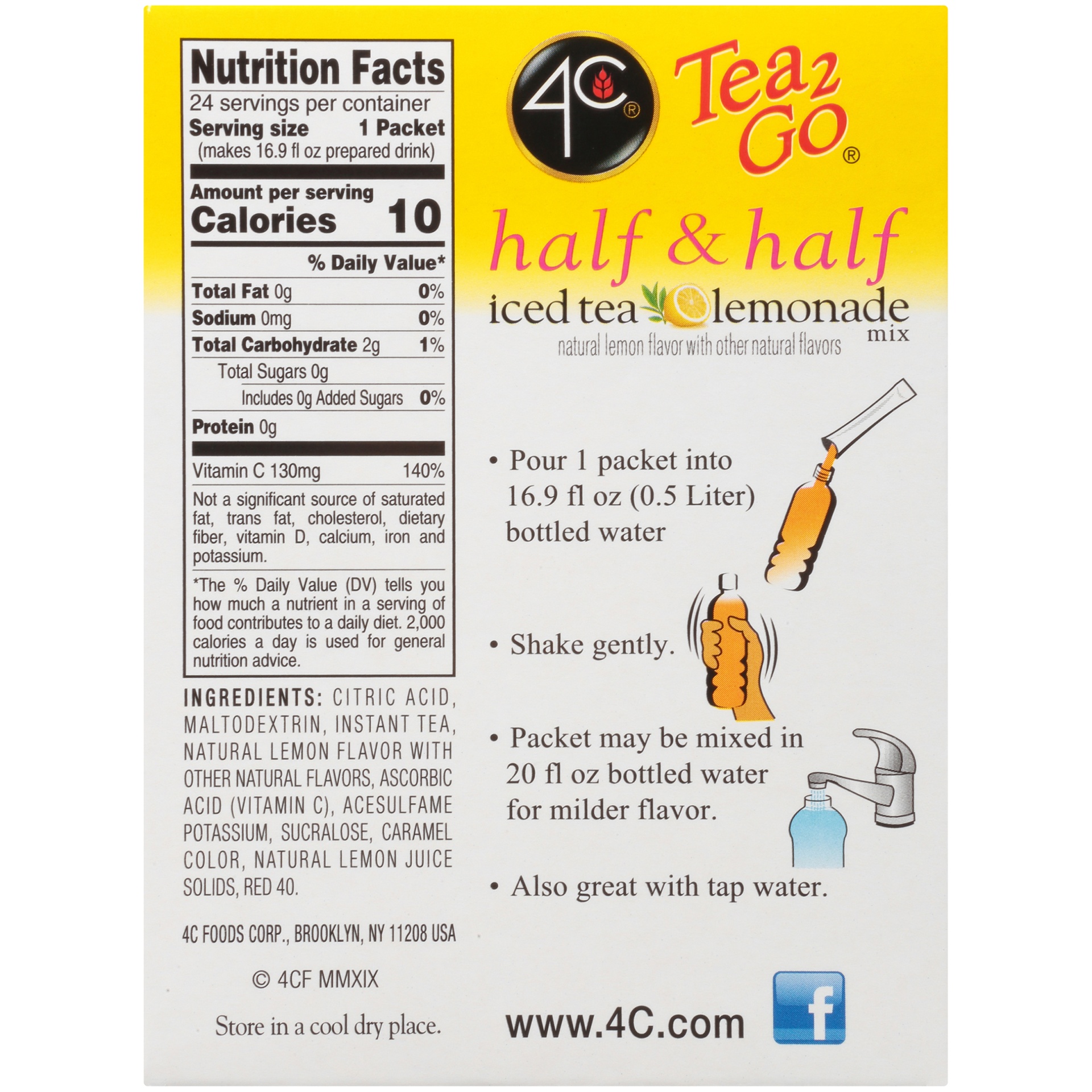 slide 6 of 8, 4C Totally Light Tea 2 Go Half and Half Lemonade, 20 ct