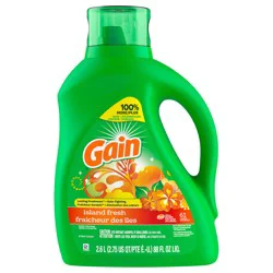Gain Liquid Laundry Detergent, Island Fresh Scent, 88 fl oz, 61 loads, Freshness + Odor Fighting, Laundry Detergent Liquid Soap, HE compatible