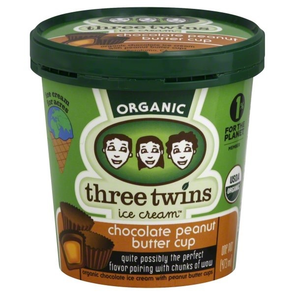 slide 1 of 3, Three Twins Chocolate Peanut Butter Cup Ice Cream, 1 pint