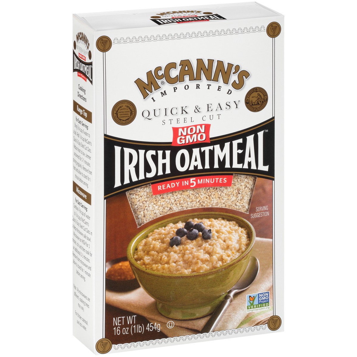 slide 2 of 9, McCann's Imported Original Quick & Easy Steel Cut Irish Oatmeal, Instant Oatmeal, Kosher, 16 OZ Box, 16 oz