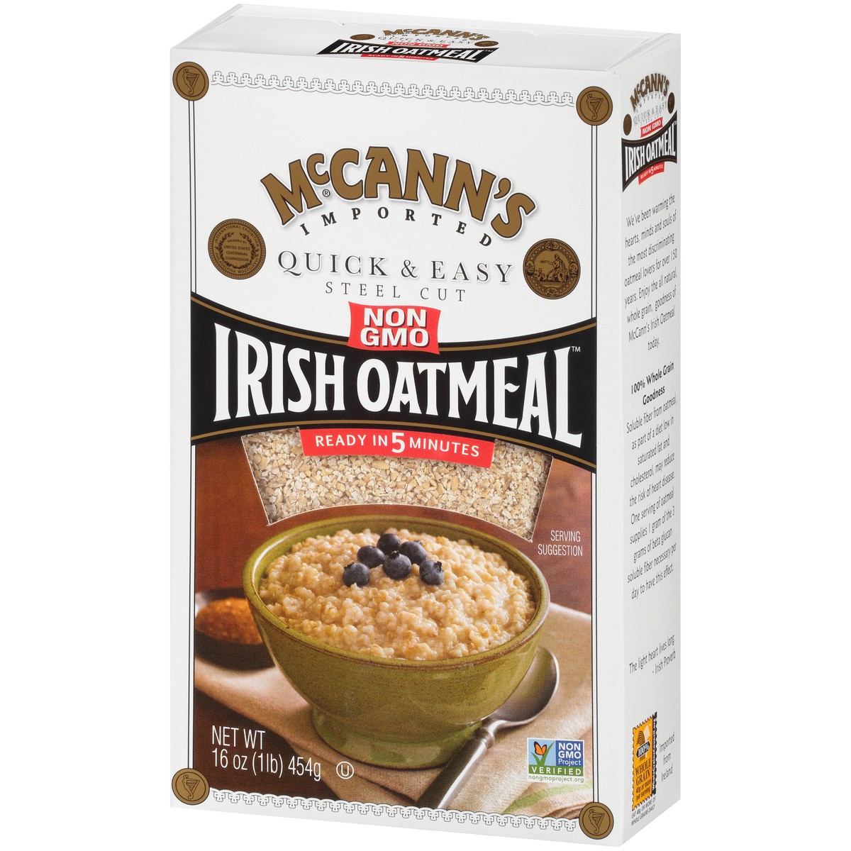 slide 3 of 9, McCann's Imported Original Quick & Easy Steel Cut Irish Oatmeal, Instant Oatmeal, Kosher, 16 OZ Box, 16 oz