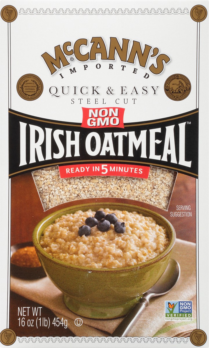 slide 6 of 9, McCann's Imported Original Quick & Easy Steel Cut Irish Oatmeal, Instant Oatmeal, Kosher, 16 OZ Box, 16 oz