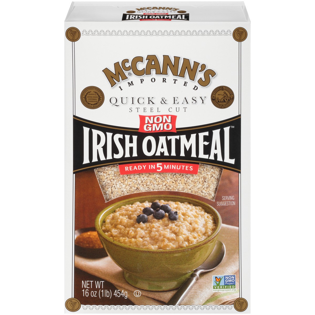 slide 1 of 9, McCann's Imported Original Quick & Easy Steel Cut Irish Oatmeal, Instant Oatmeal, Kosher, 16 OZ Box, 16 oz