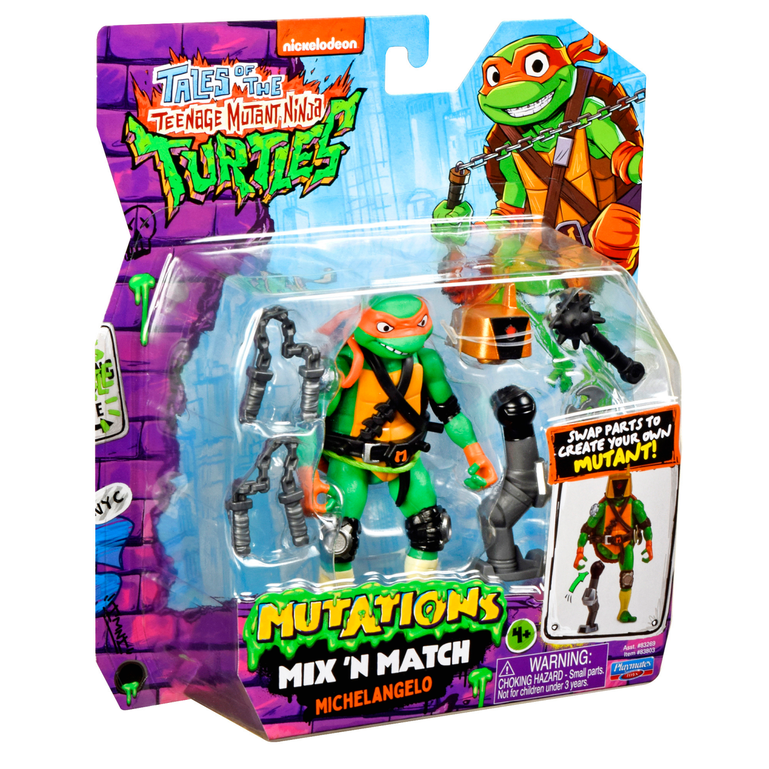 slide 3 of 3, Teenage Mutant Ninja Turtles: Mutant Mayhem: Mix 'N Match 4.5 Michelangelo Basic Action Figure, 1 ct