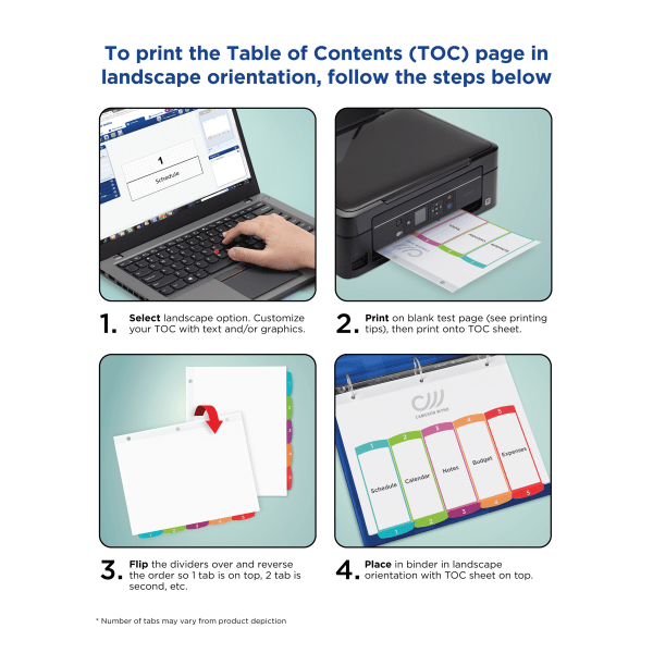 slide 5 of 9, Avery Preprinted Tab Dividers, White/Multicolor, 8 ct; 8 1/2 in x 11 in