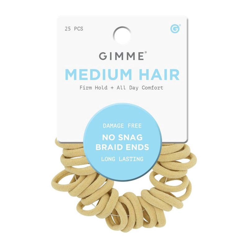 slide 1 of 6, Gimme Beauty Medium Braid Ends Hair Bands - 25pk - Blonde, 25 ct