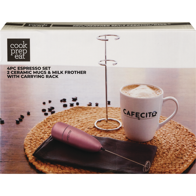 slide 1 of 1, CREATIVE HOME 4Pc Mugs W Milk Frother & Stand, 4 ct