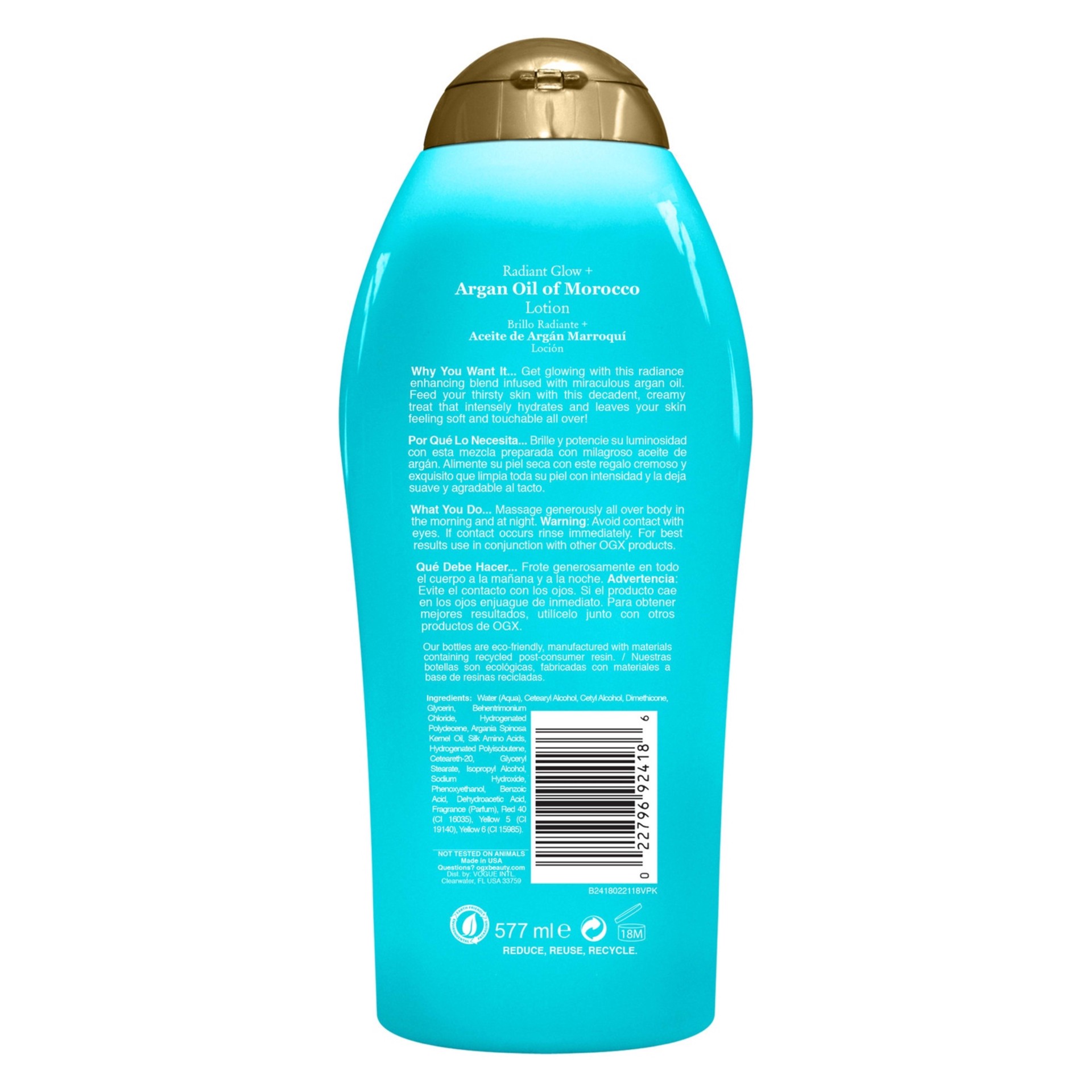 slide 4 of 6, OGX Radiant Glow + Argan Oil of Morocco Extra Hydrating Body Lotion for Dry Skin, Nourishing Creamy Body & Hand Cream for Silky Soft Skin, Paraben-Free, Sulfated-Surfactants Free, 19.5 Ounce, 19.50 fl oz