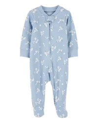Carter's Baby Floral 2-Way Zip Cotton Sleep & Play Pajamas - Blue - 9M
