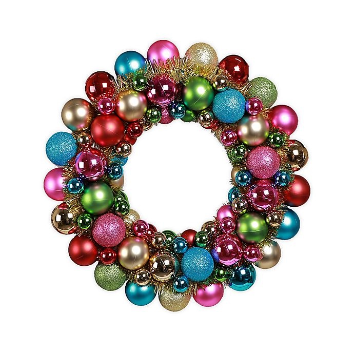 slide 1 of 2, Winter Wonderland Multicolor Holiday Wreath, 18 in