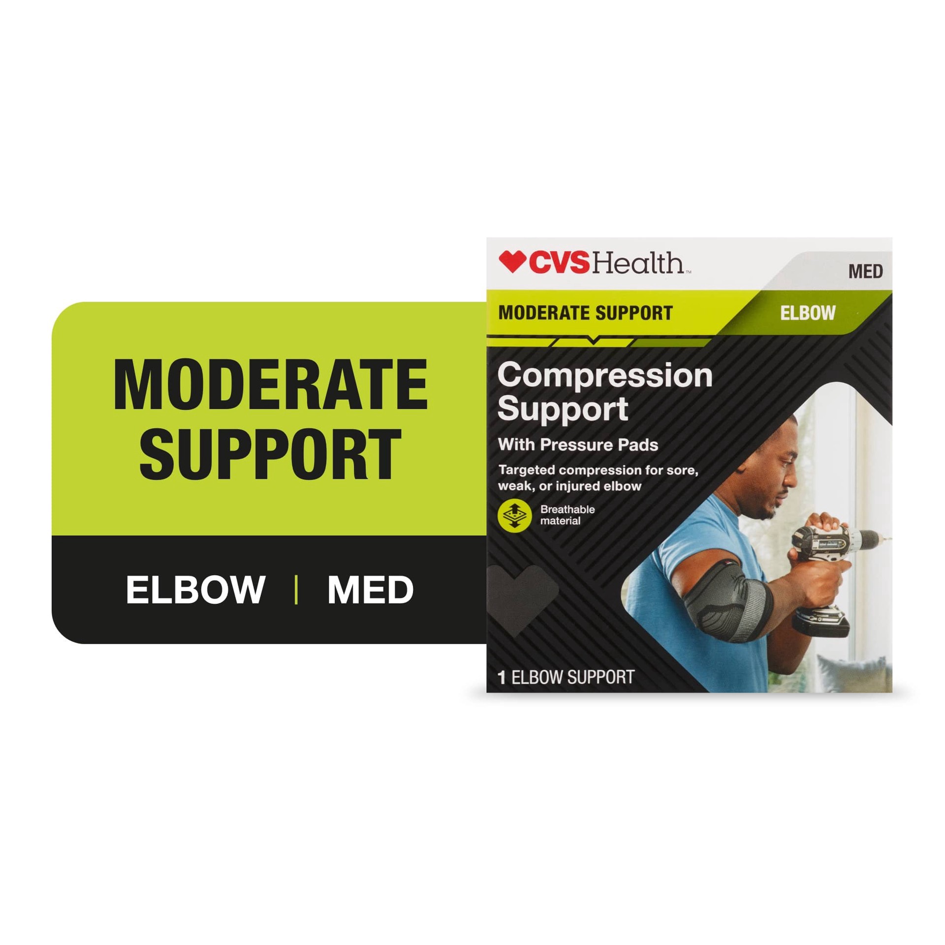 slide 1 of 1, CVS Health Moderate Compression Support Elbow Pads, 1 ct