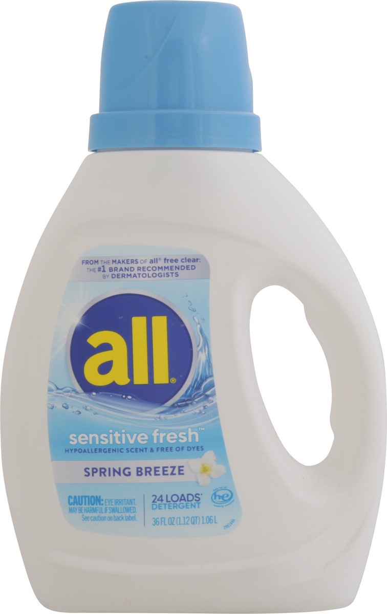 slide 5 of 12, All Liquid Detergent Sensitive Fresh Spring Breeze 24 Loads, 36 fl oz