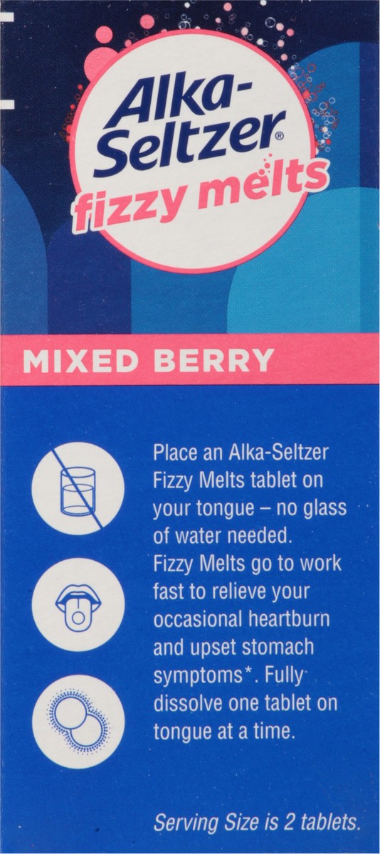 slide 9 of 13, Alka-Seltzer Fizzy Melts 4 in 1 Mixed Berry Upset Stomach Relief 8 - 2 Tablet Pouches, 8 ct