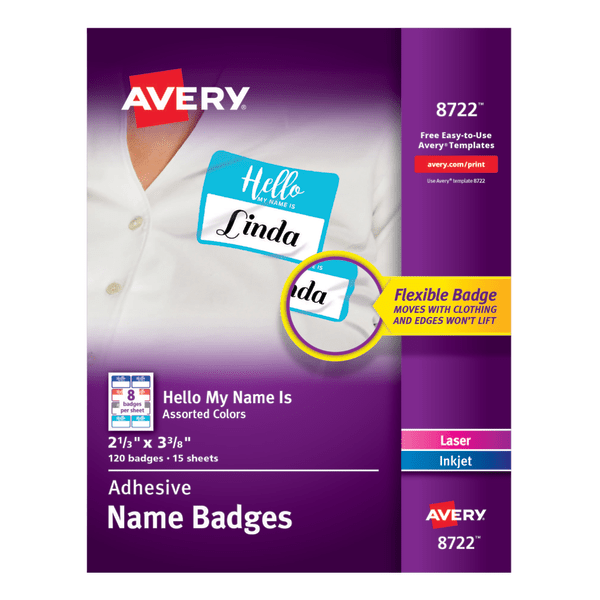 slide 1 of 1, Avery Adhesive Name Badges, 120 ct