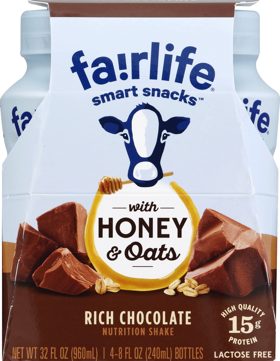 slide 4 of 4, fairlife Smart Milkshakes Milk Chocolate With Honey & Oats, 4 ct; 8 fl oz