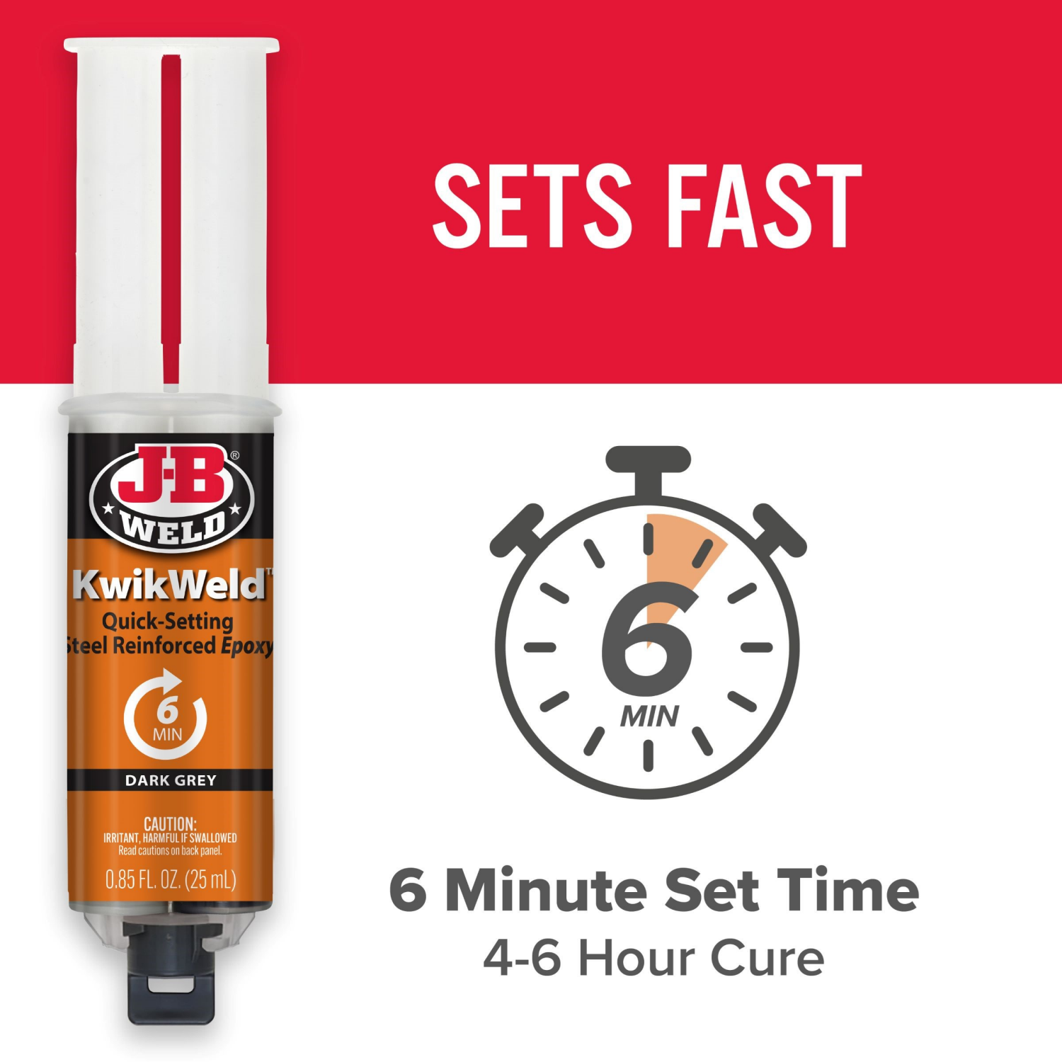 slide 6 of 8, J-B WELD KwikWeld Epoxy Adhesive Tube - Stainable, Waterproof, Quick-Setting, for Metal, Vinyl, Tile, Concrete, Plastic, Wood, and More - 2-Part Putty for Plumbing, Crafts, and Repairs - Clear, 3127 PSI, 1 ct