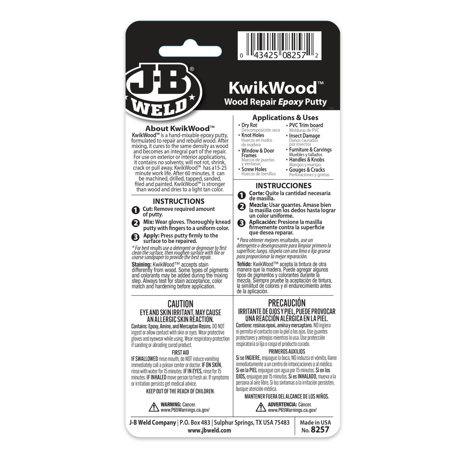 slide 2 of 8, J-B Weld Kwikwood Repair Epoxy Putty - Light Tan, 1 oz