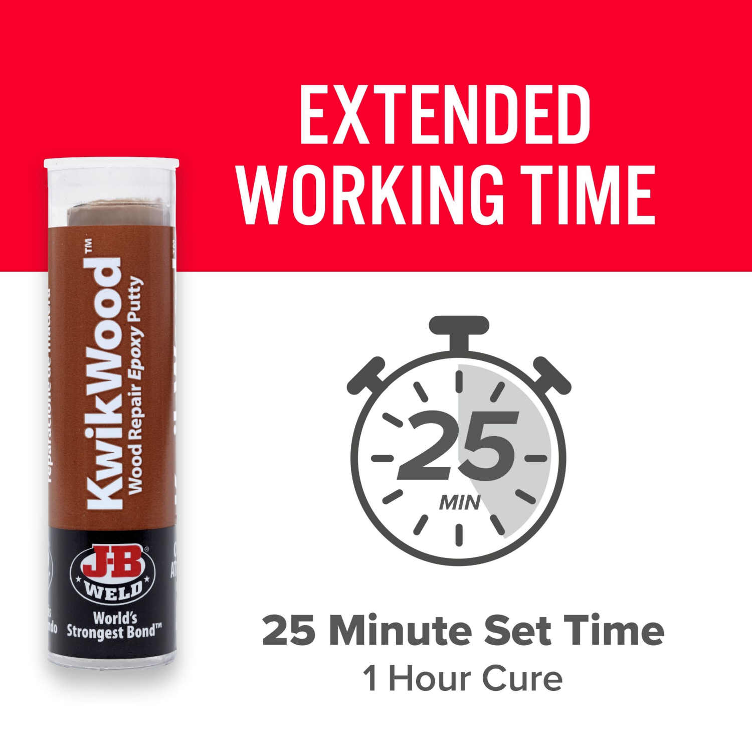 slide 7 of 8, J-B Weld Kwikwood Repair Epoxy Putty - Light Tan, 1 oz