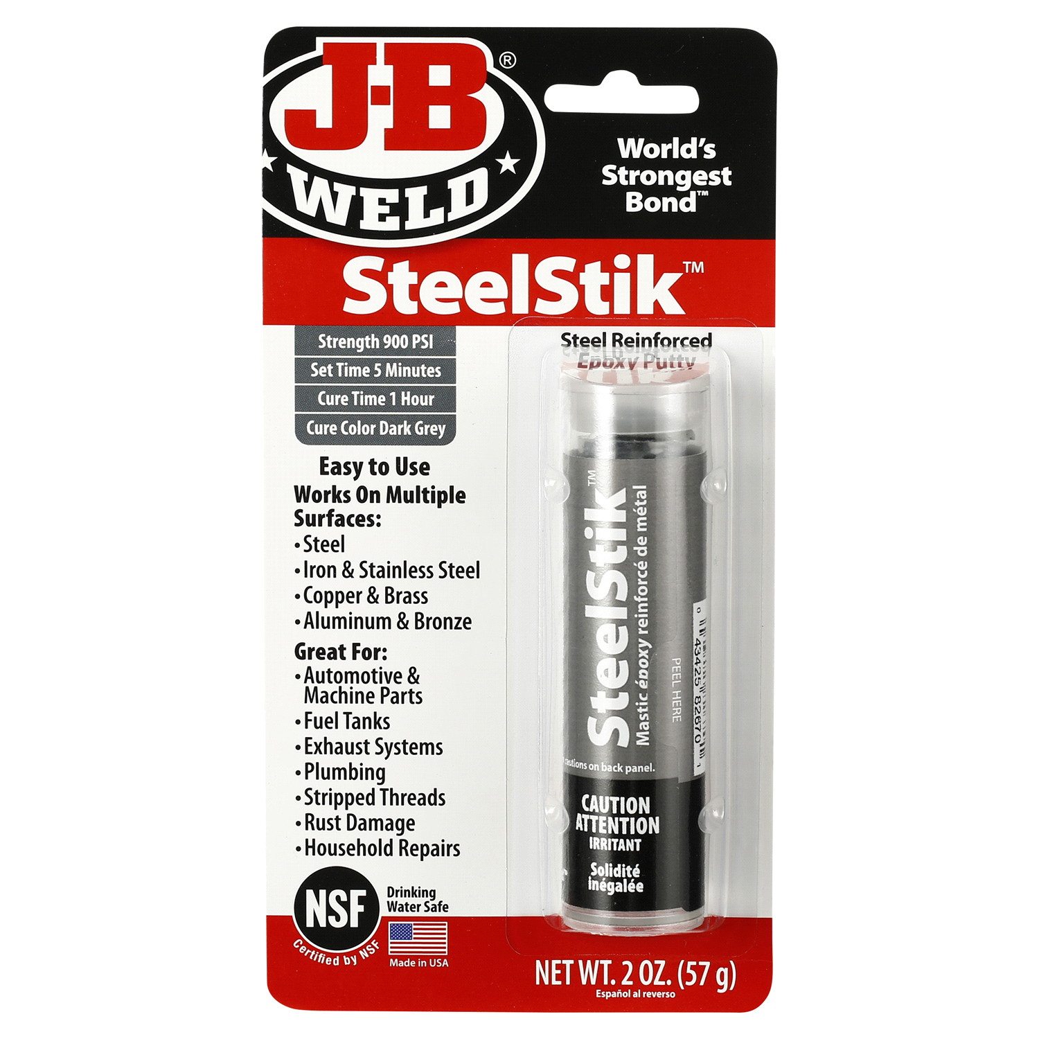 slide 1 of 2, J-B Weld SteelStik Epoxy Repair Putty, 1 ct