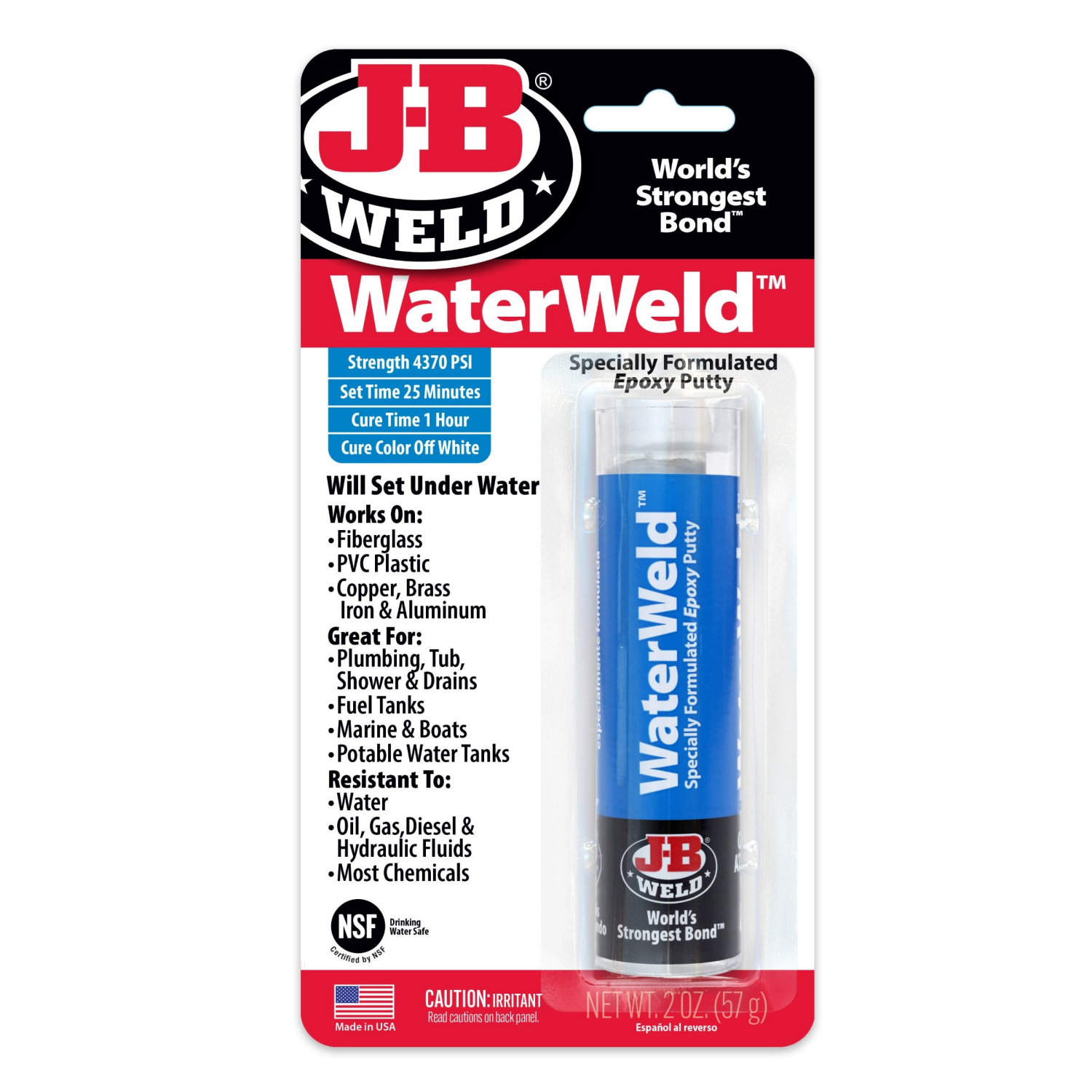 slide 1 of 8, JB Weld J-B Weld WaterWeld Epoxy Putty 2 Oz., 2 oz