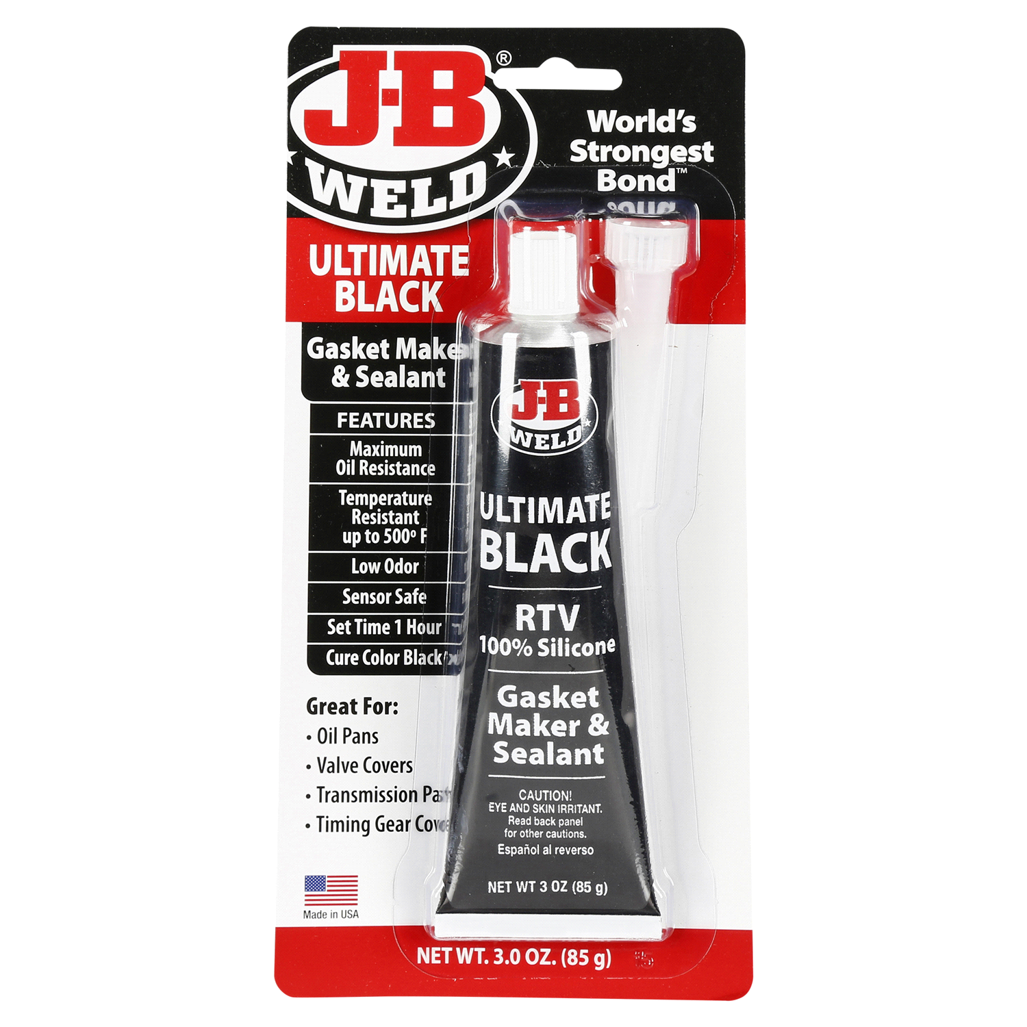 slide 1 of 2, J-B Weld 32329 Ultimate Black RTV Silicone Gasket Maker and Sealant, 3 oz