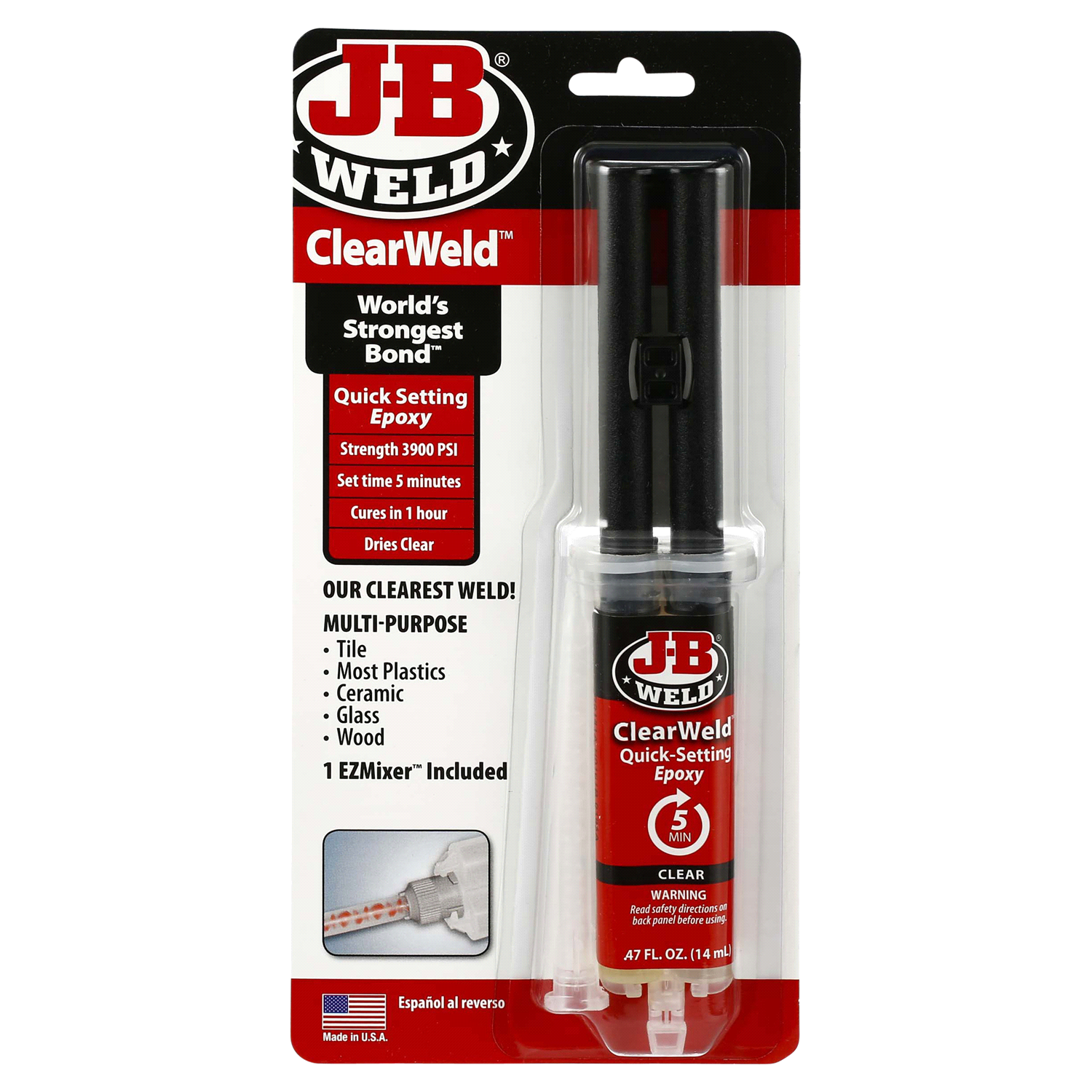 slide 1 of 2, J-B Weld ClearWeld Epoxy Syringe, 14 ml