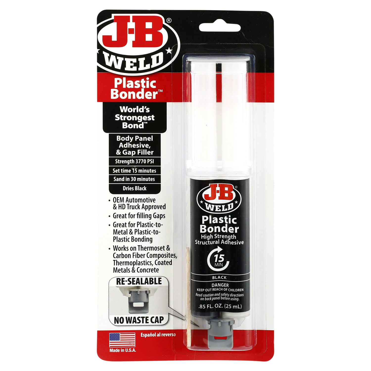 slide 1 of 2, J-B Weld Plastic Bonder Syringe, 1 ct