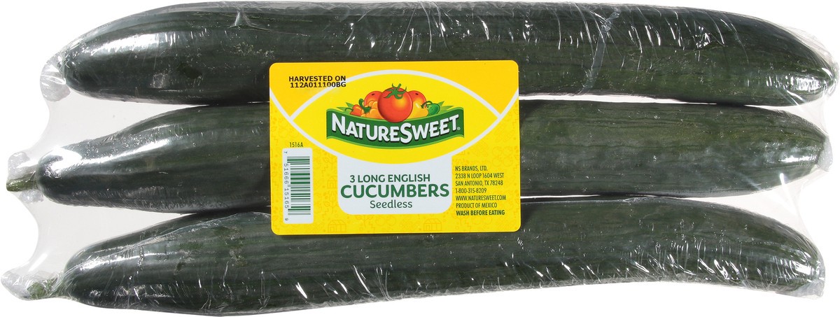 slide 7 of 13, NatureSweet Long English Seedless Cucumbers 3 Each, 3 ct