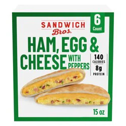 Sandwich Bros. Ham, Egg & Cheese with Peppers Frozen Breakfast Sandwiches, 6-ct