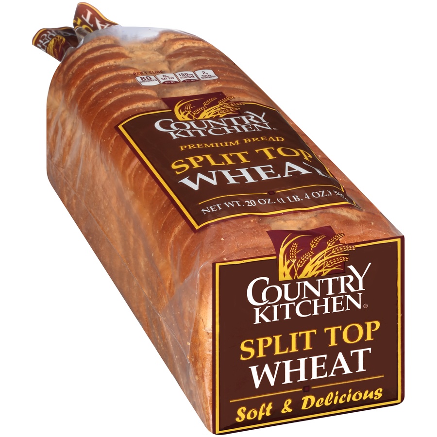 slide 7 of 8, Country Kitchen Premium Split Top Wheat Bread, Sliced Wheat Bread, 20 oz Loaf﻿, 20 oz