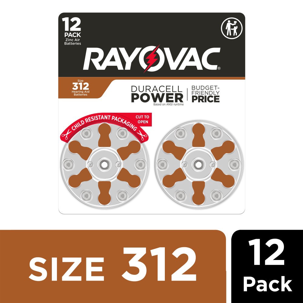 slide 1 of 5, RAYOVAC Size 312 Hearing Aid Batteries (12 Pack), 12 ct