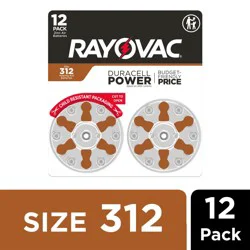 RAYOVAC Size 312 Hearing Aid Batteries (12 Pack)