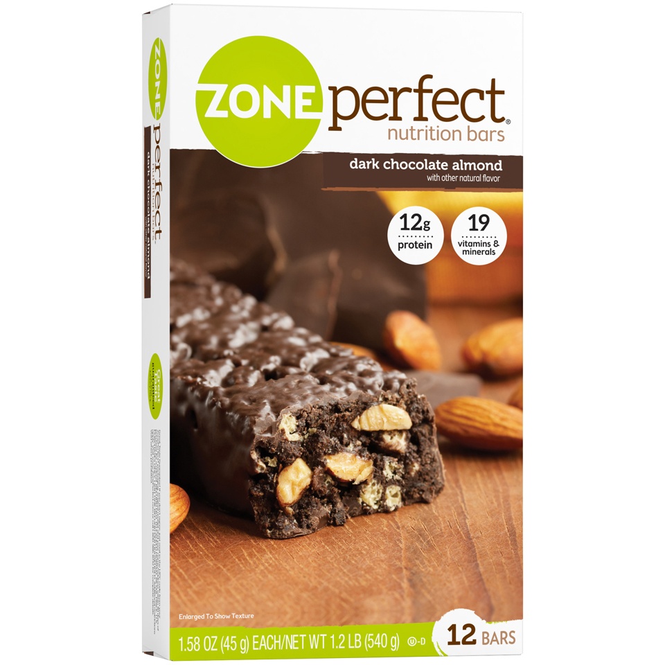 slide 4 of 4, Zone Perfect Nutrition Bar Dark Chocolate Almond, 12 ct; 1.58 oz