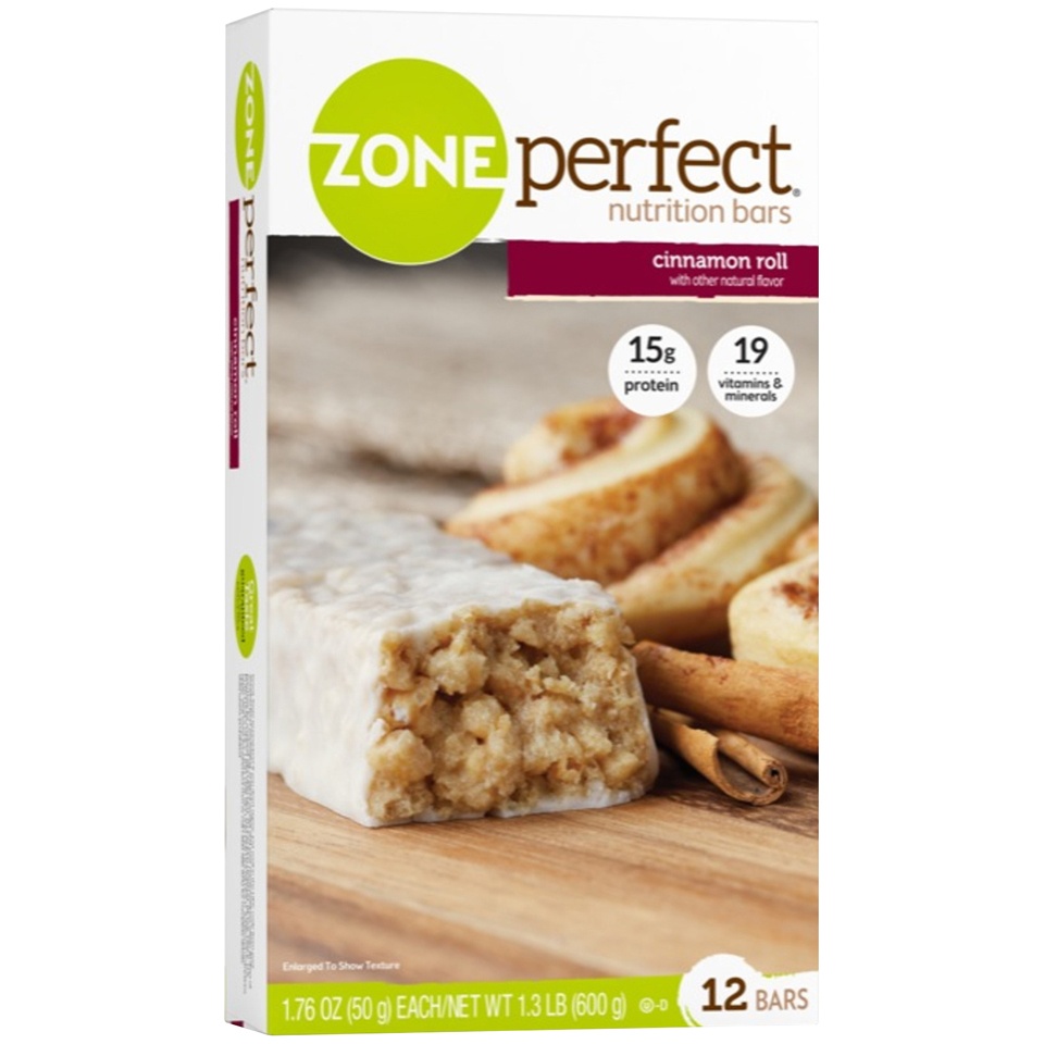 slide 2 of 4, Zone Perfect Nutrition Bars, Cinnamon Roll, 12 ct