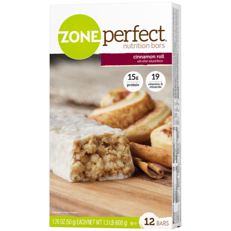 slide 3 of 4, Zone Perfect Nutrition Bars, Cinnamon Roll, 12 ct