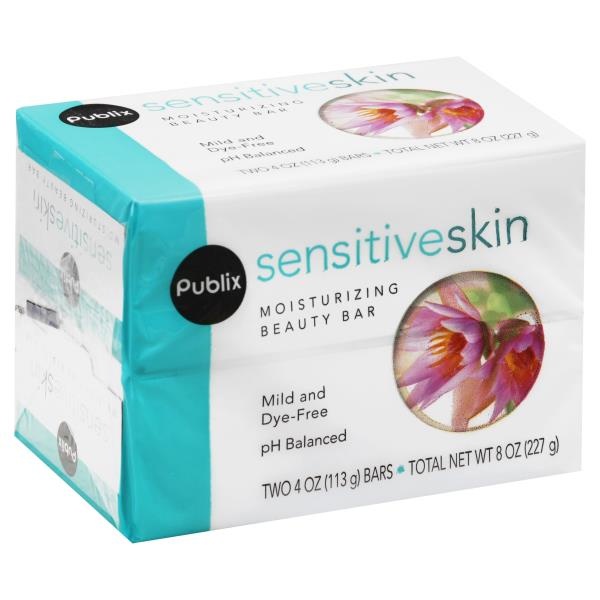 slide 1 of 1, Publix Sensitive Skin Moisturizing Beauty Bar, 2 ct
