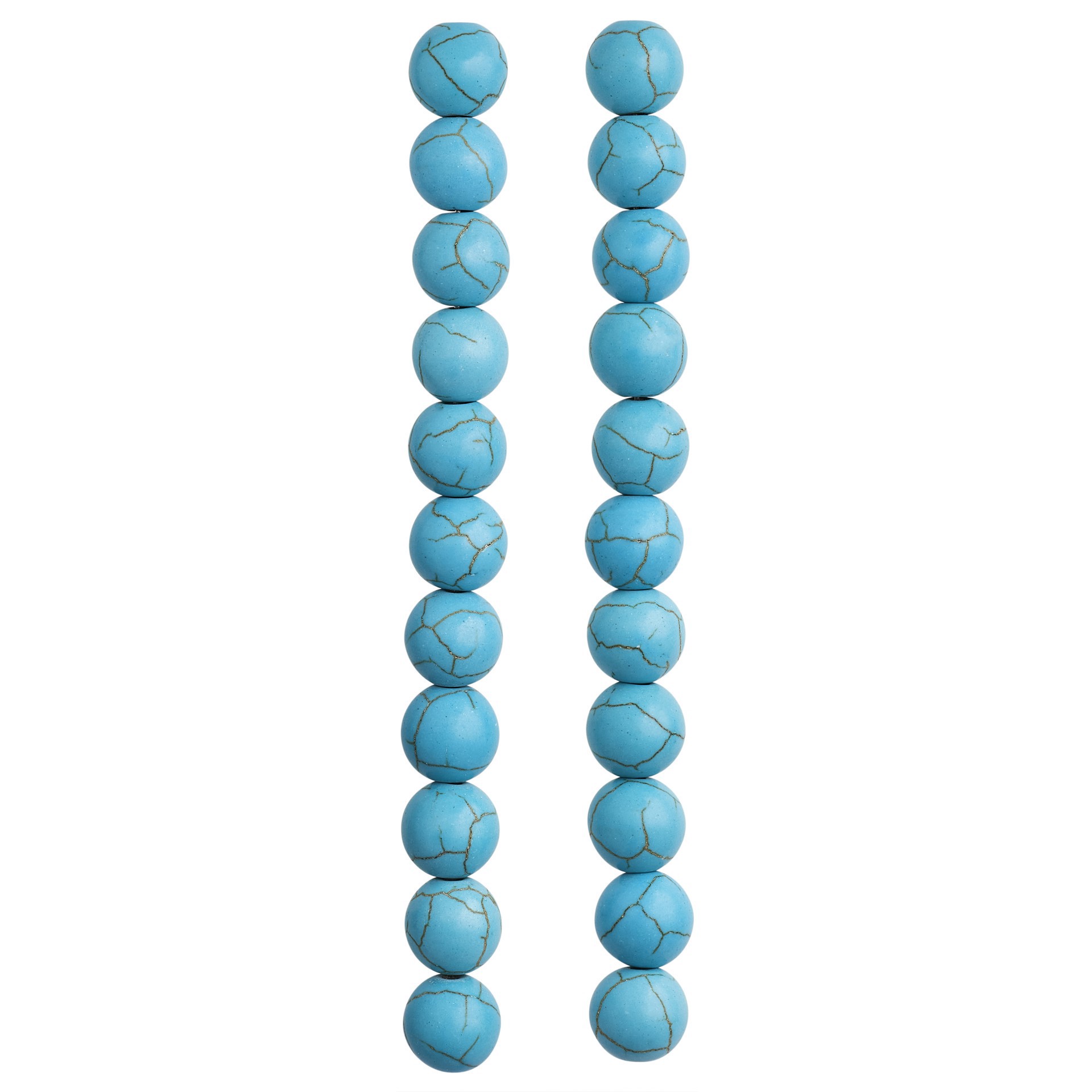 slide 3 of 3, Turquoise Dyed Reconstituted Howlite Round Beads, 10mm By Bead Landing, 10mm