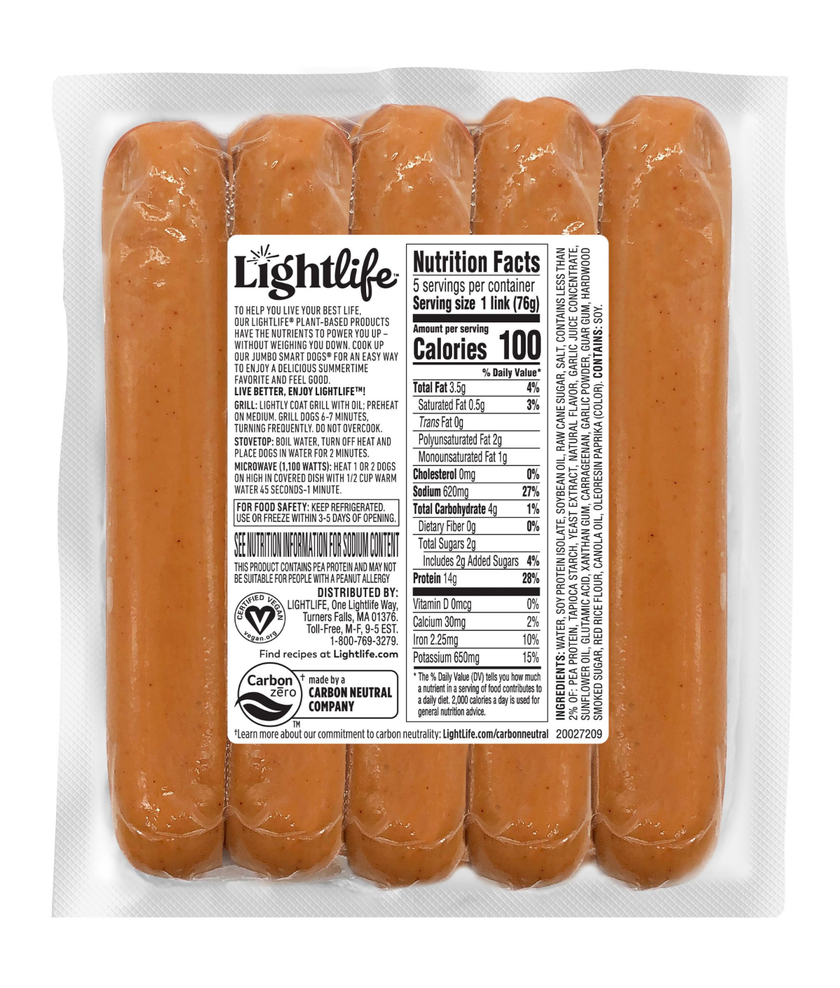 slide 2 of 2, Lightlife Hot Dogs, Plant-Based, 5 ct