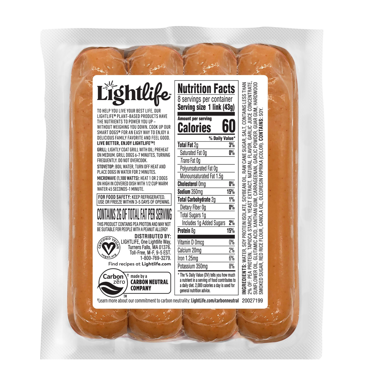 slide 2 of 2, Lightlife Hot Dogs, Plant-Based, 8 ct