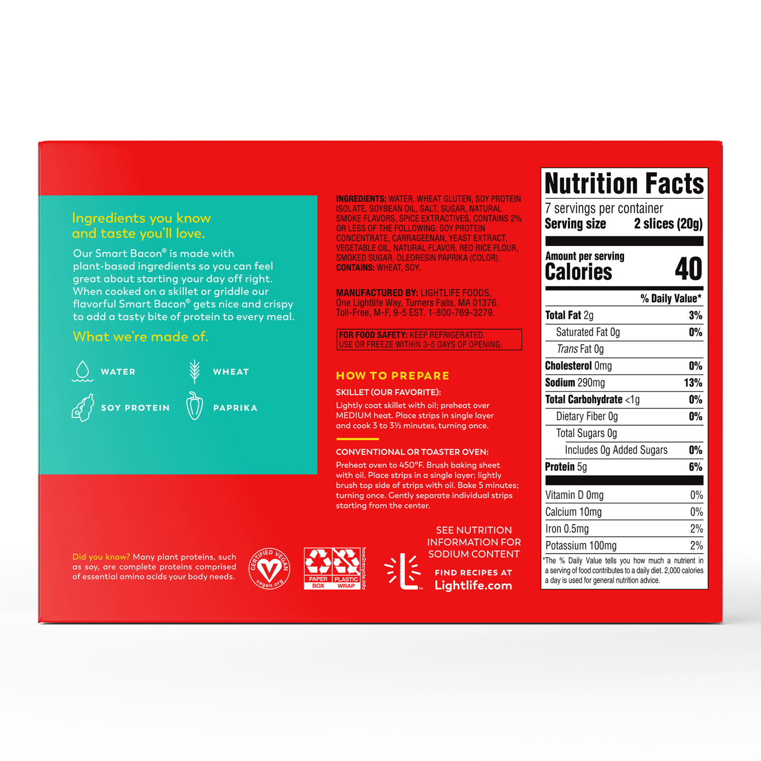 slide 2 of 4, Lightlife Bacon, Plant-Based, 5 oz