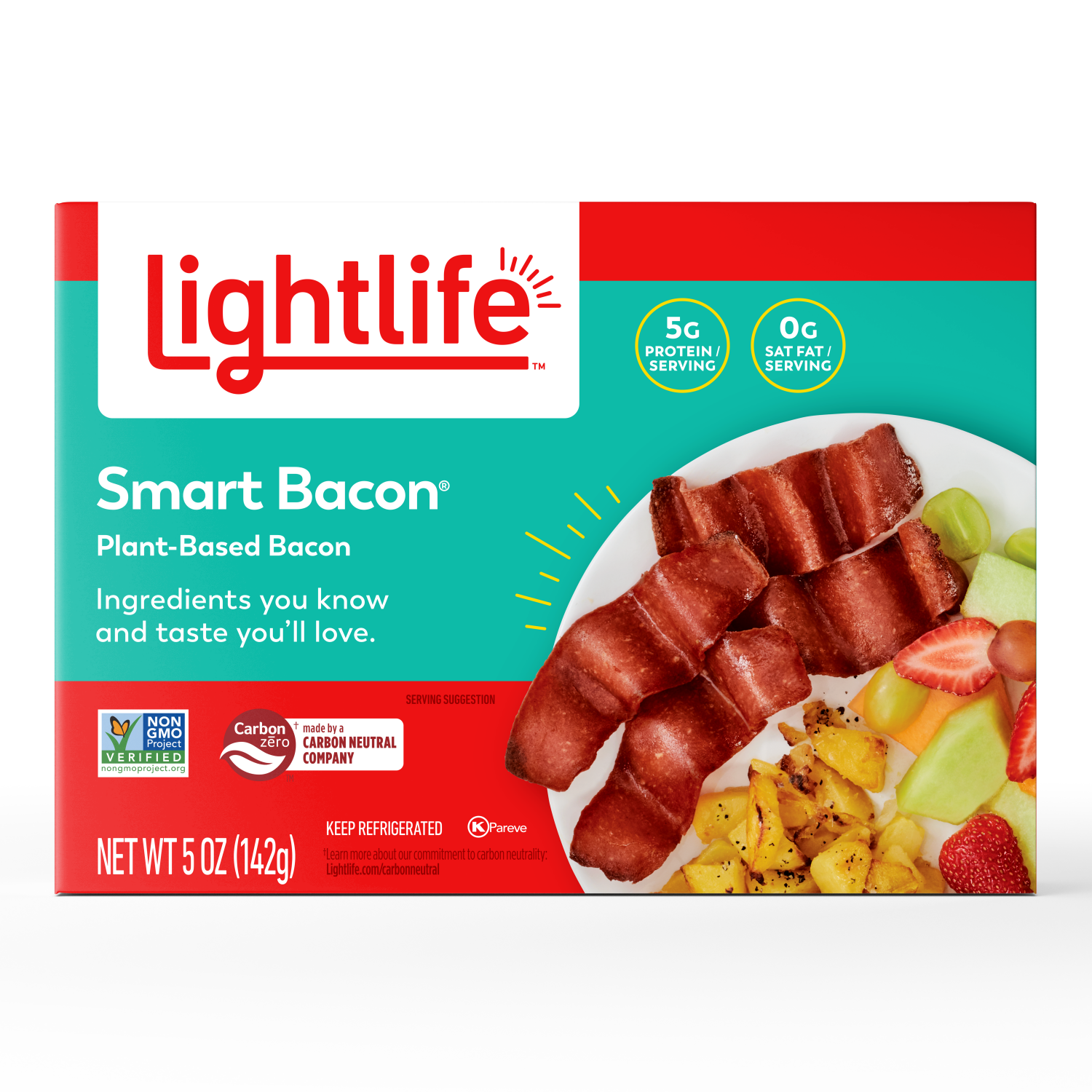 slide 1 of 4, Lightlife Bacon, Plant-Based, 5 oz